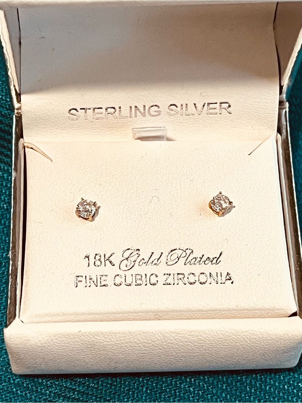 NEW CRISLU Sterling Silver 18 K Gold Plated ⚡️ Fine Cubic Zirconia Crawler Studs